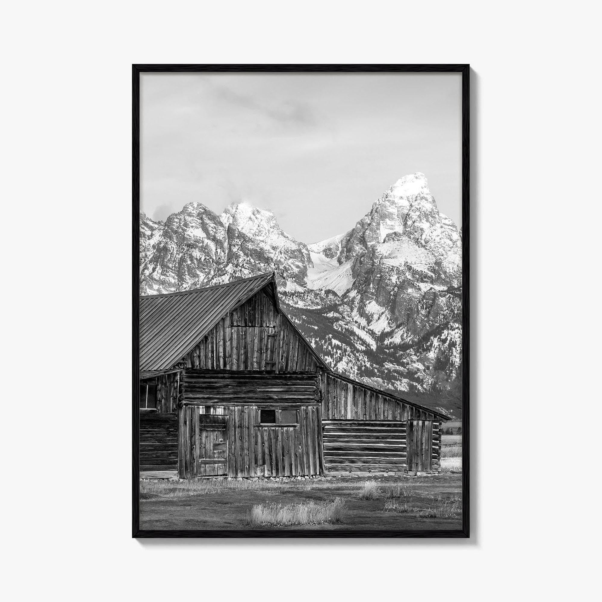 Jackson Hole Wyoming Black and White Fine Art Photo Print, Mormon Row, Moulton Barn