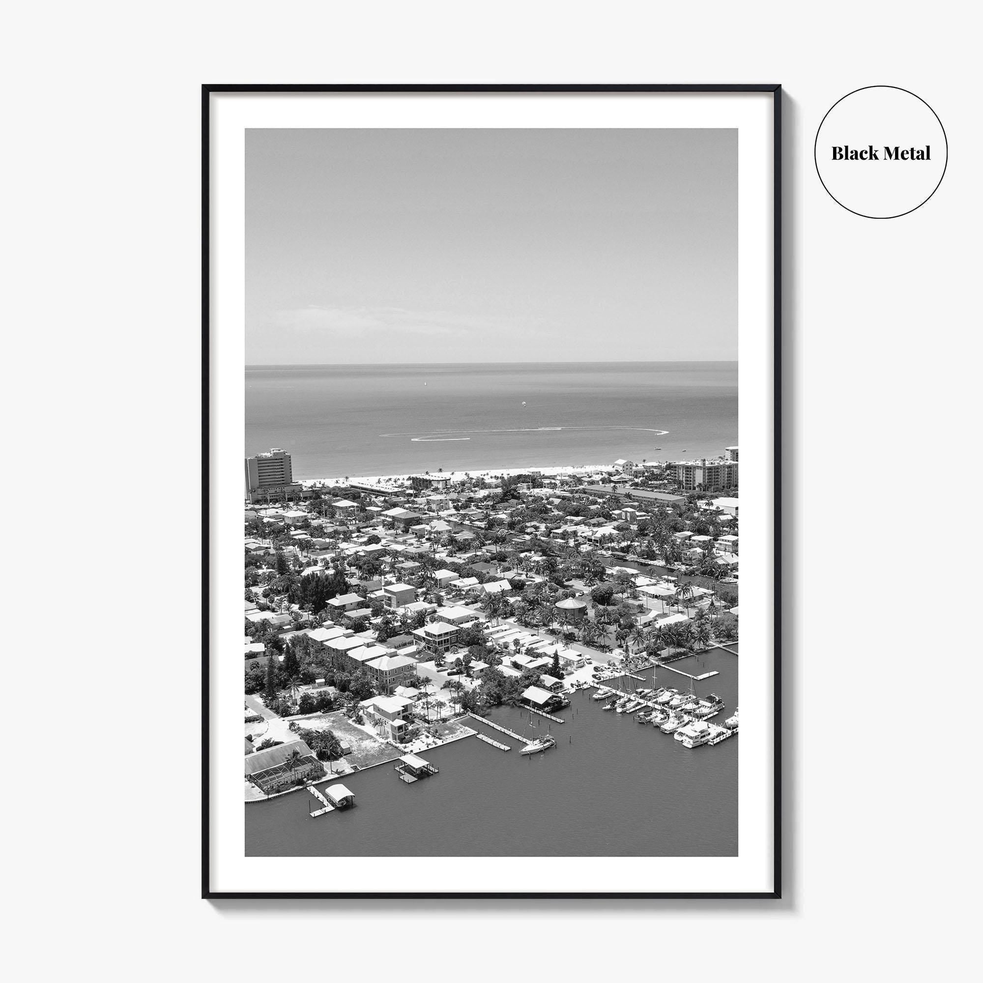 Fort Myers Beach Black and White Fine Art Photo Print, Aerial, Florida, USA, Poster