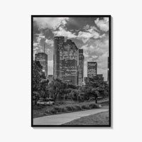 Houston Skyline Black and White Fine Art Photo Print, Downtown Wall Decor, Texas USA