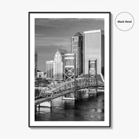 Jacksonville Skyline Black and White Fine Art Photo Print, St Johns River Poster