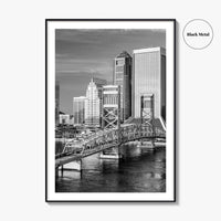 Jacksonville Skyline Black and White Fine Art Photo Print, St Johns River Poster
