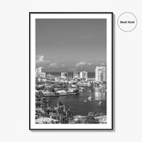 Fort Lauderdale Skyline Black and White Fine Art Photo Print, Florida USA, Wall Poster