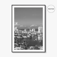 Fort Lauderdale Skyline Black and White Fine Art Photo Print, Florida USA, Wall Poster