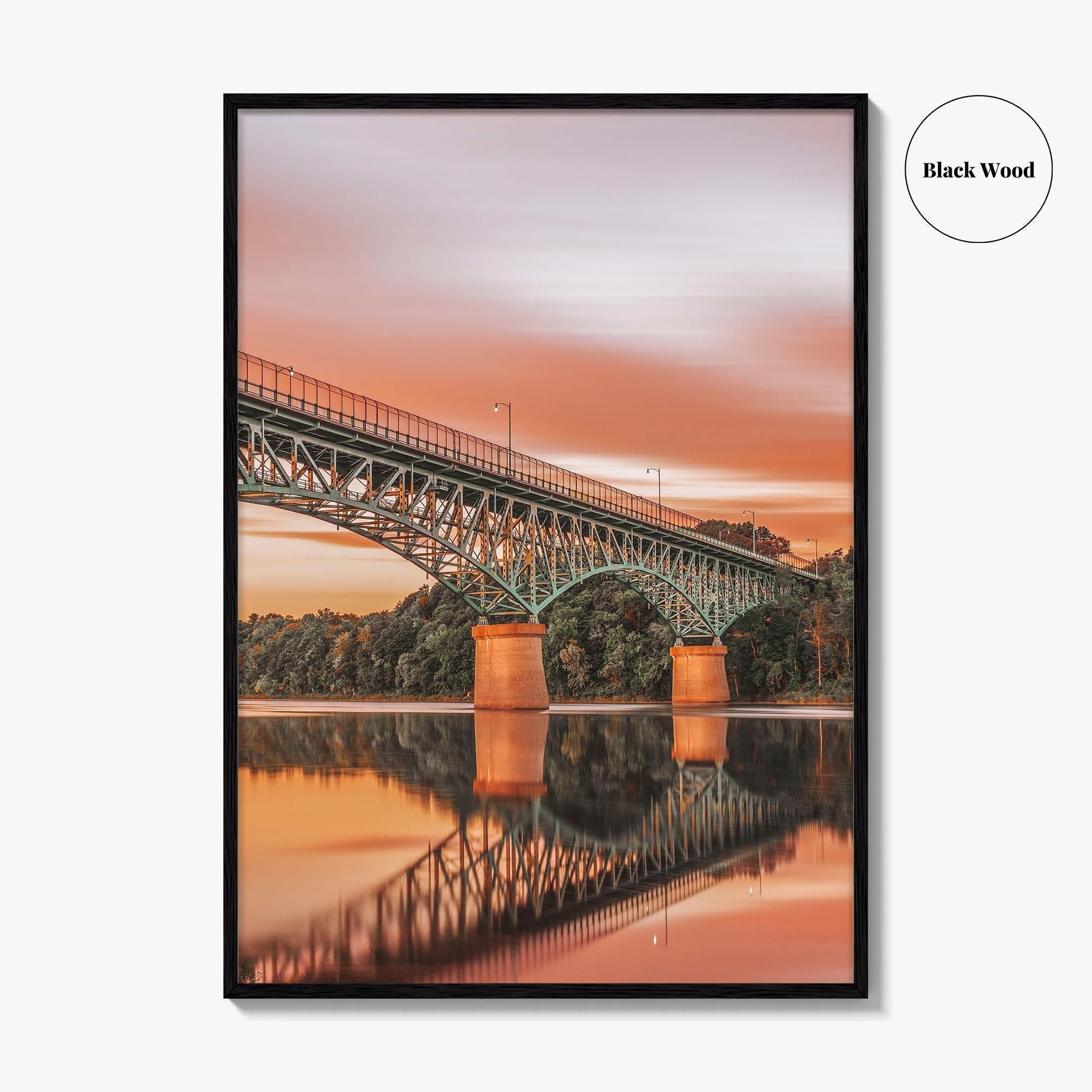 Augusta Maine Fine Art Photo Print, Kennebec River, Memorial Bridge, USA Wall Decor Poster