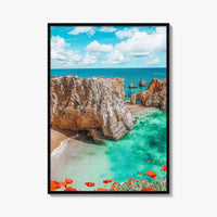 Algarve Portugal Fine Art Photo Print, Beach Cliff Coastline, Turquoise Water Wall Decor