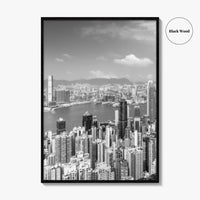 Hong Kong Skyline Black and White Fine Art Photo Print, Victoria Peak Poster