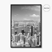 Hong Kong Skyline Black and White Fine Art Photo Print, Victoria Peak Poster