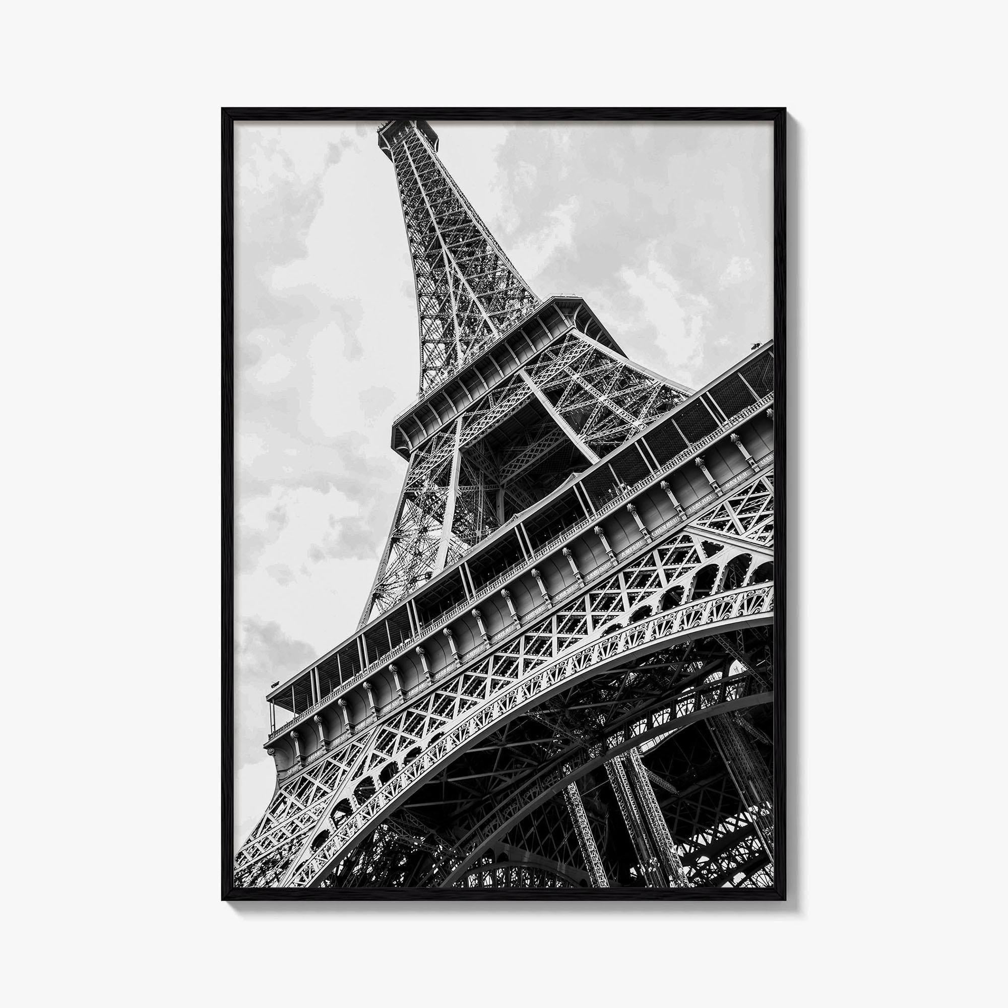 Eiffel Tower Black and White Fine Art Photo Print, Paris, France, Wall Poster