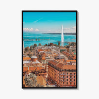 Geneva Skyline Fine Art Photo Print, Wall Decor Poster, Switzerland, Jet d'Eau, Lake Leman