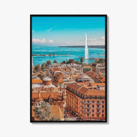Geneva Skyline Fine Art Photo Print, Wall Decor Poster, Switzerland, Jet d'Eau, Lake Leman