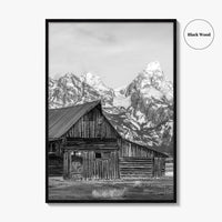 Jackson Hole Wyoming Black and White Fine Art Photo Print, Mormon Row, Moulton Barn