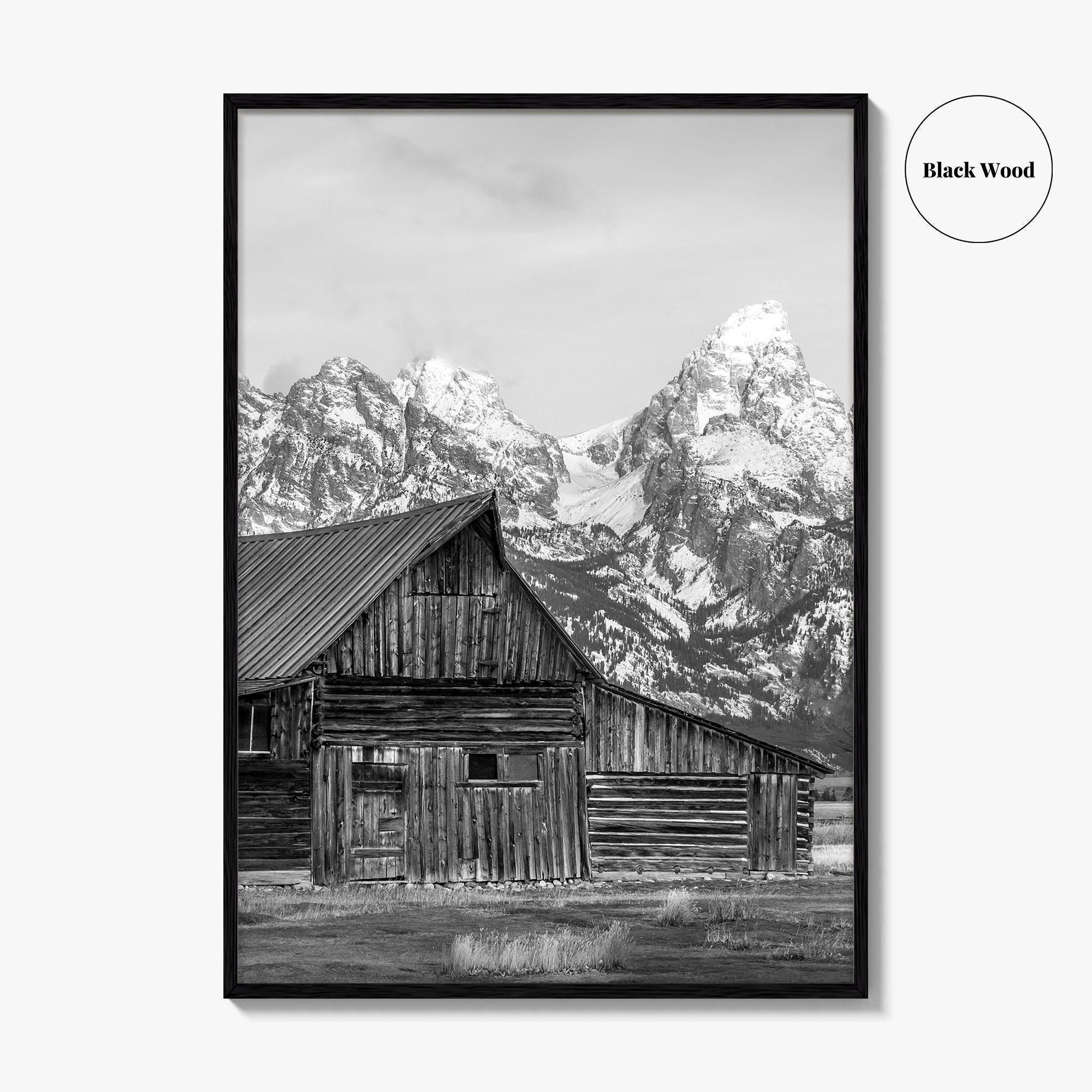Jackson Hole Wyoming Black and White Fine Art Photo Print, Mormon Row, Moulton Barn