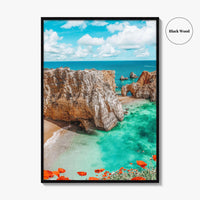 Algarve Portugal Fine Art Photo Print, Beach Cliff Coastline, Turquoise Water Wall Decor