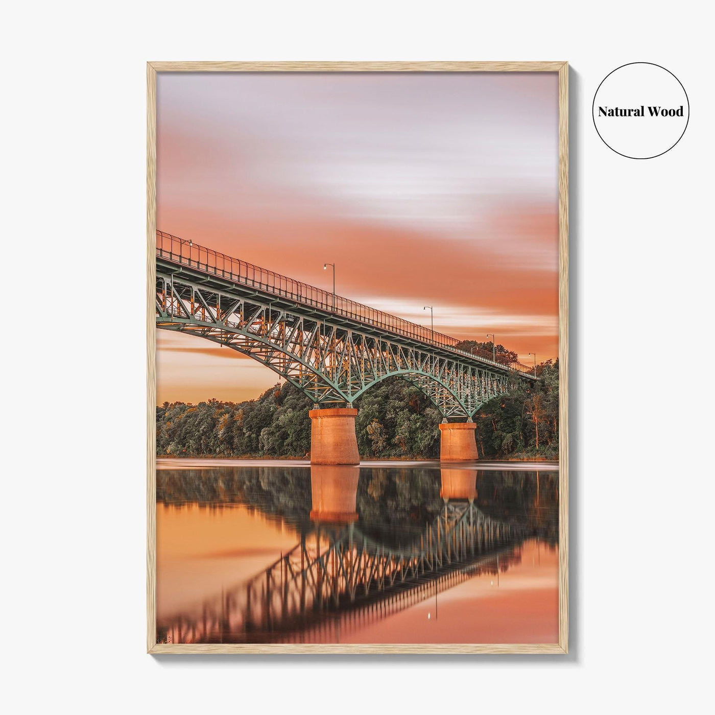 Augusta Maine Fine Art Photo Print, Kennebec River, Memorial Bridge, USA Wall Decor Poster