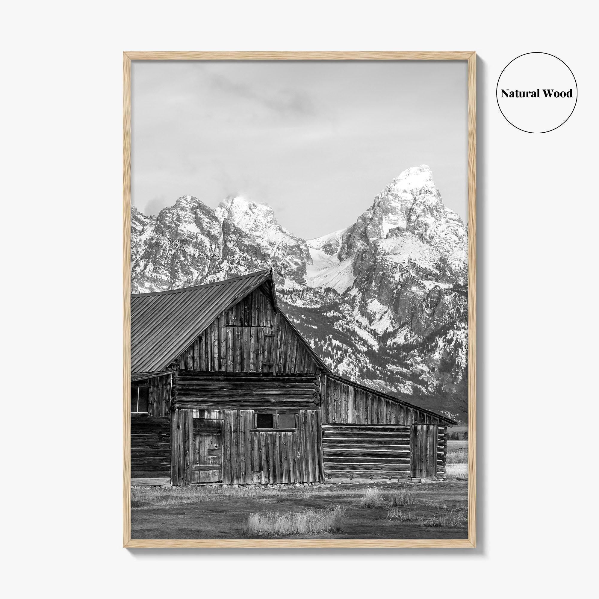 Jackson Hole Wyoming Black and White Fine Art Photo Print, Mormon Row, Moulton Barn