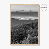 Great Smoky Mountains Black and White Fine Art Photo Print, Clingmans Dome Tennessee Poster