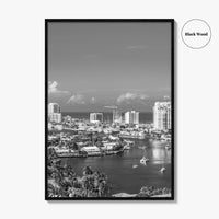 Fort Lauderdale Skyline Black and White Fine Art Photo Print, Florida USA, Wall Poster
