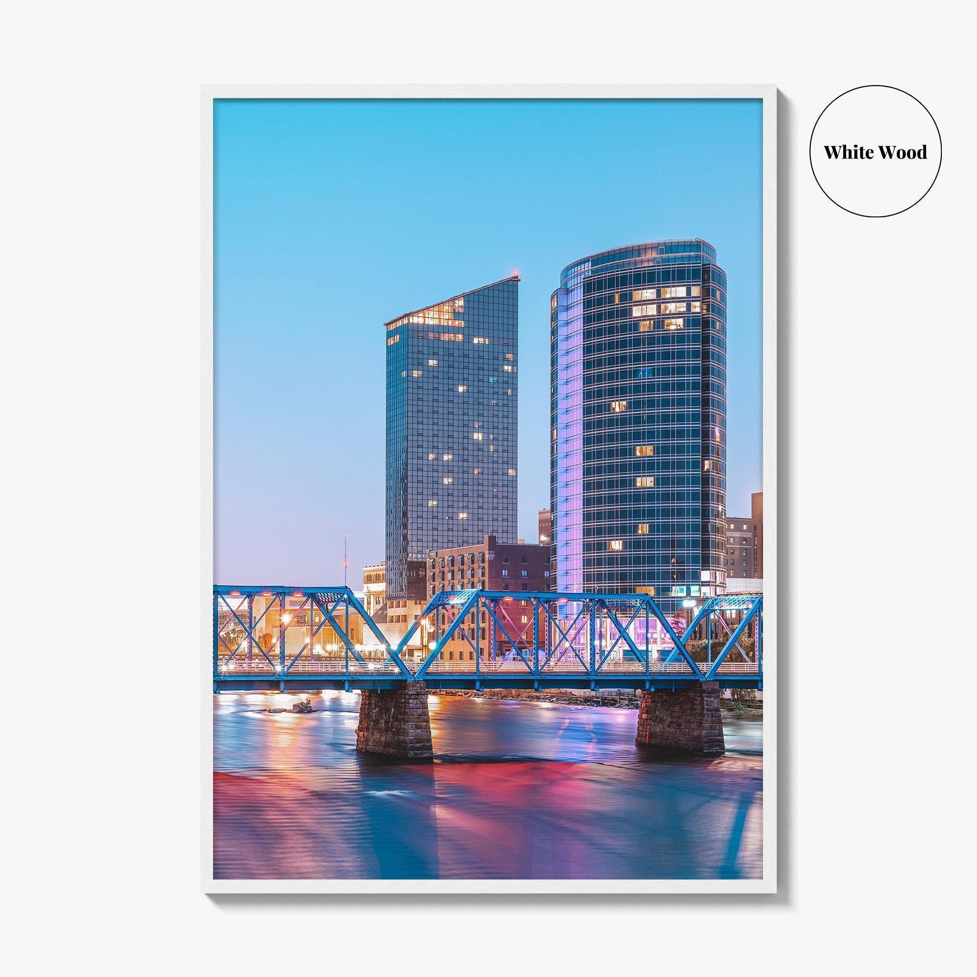 Grand Rapids Skyline Fine Art Photo Print, Michigan, USA, Grand River, Wall Poster