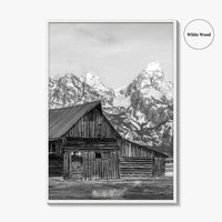 Jackson Hole Wyoming Black and White Fine Art Photo Print, Mormon Row, Moulton Barn