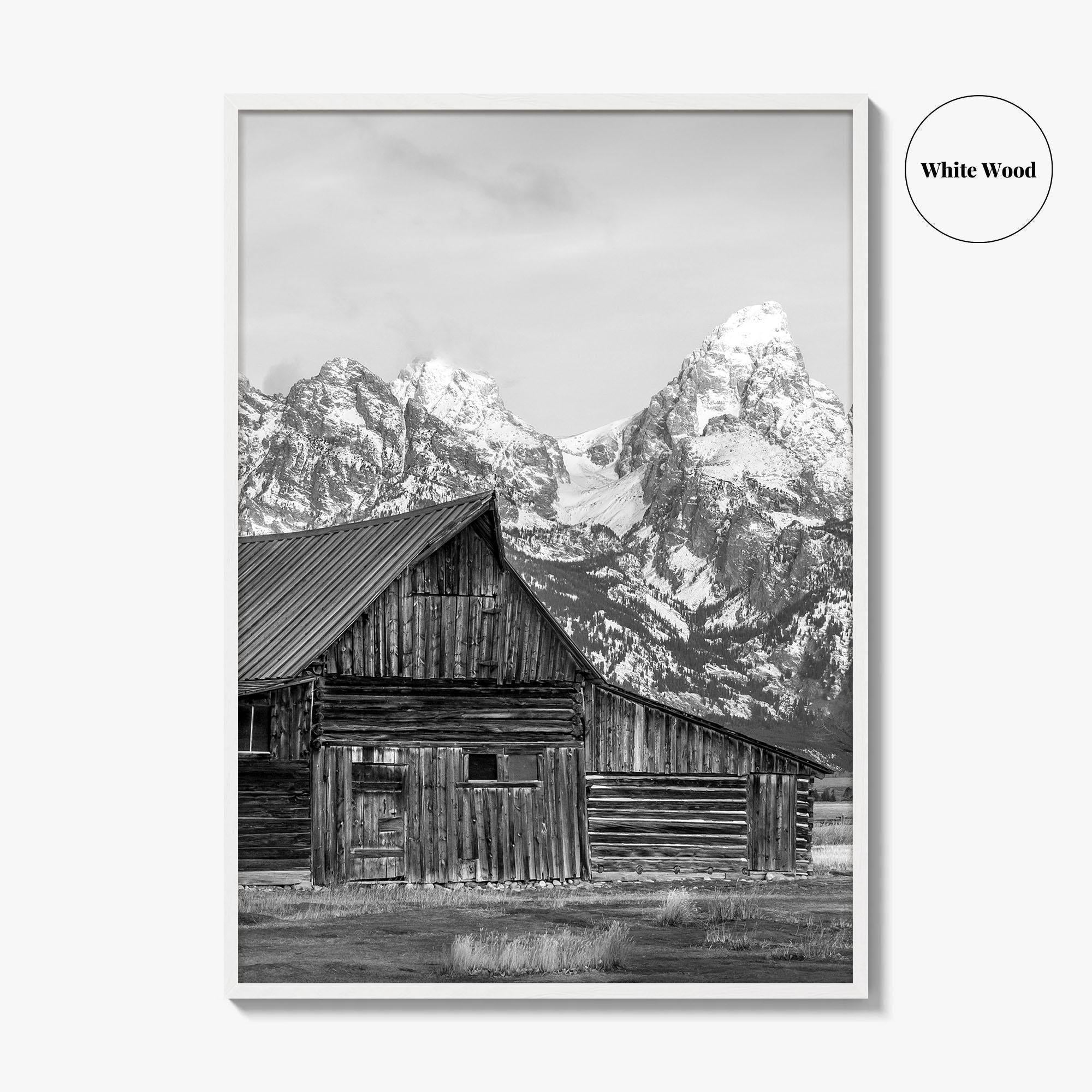 Jackson Hole Wyoming Black and White Fine Art Photo Print, Mormon Row, Moulton Barn