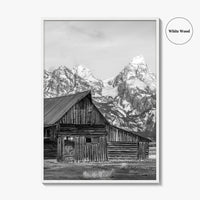 Jackson Hole Wyoming Black and White Fine Art Photo Print, Mormon Row, Moulton Barn