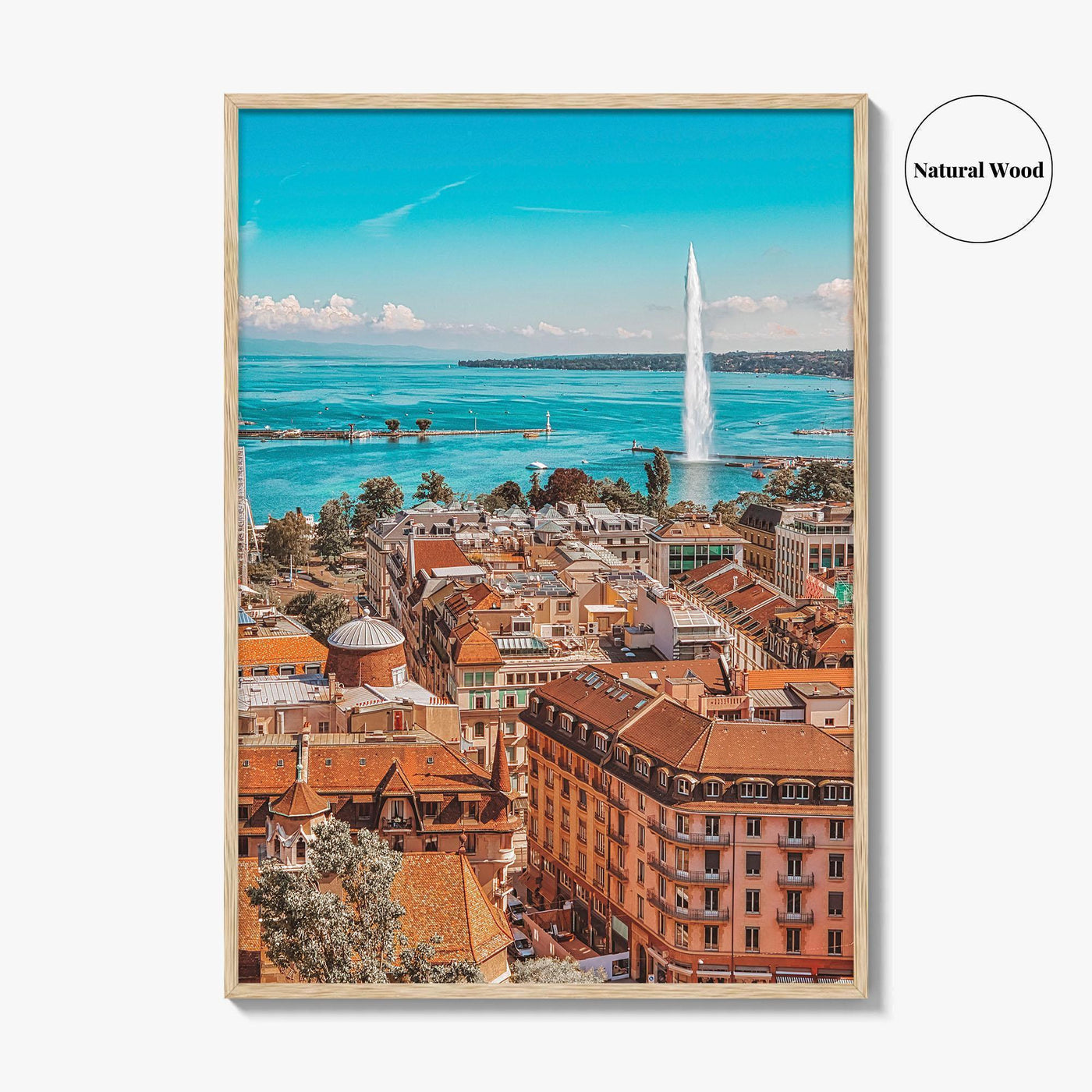 Geneva Skyline Fine Art Photo Print, Wall Decor Poster, Switzerland, Jet d'Eau, Lake Leman