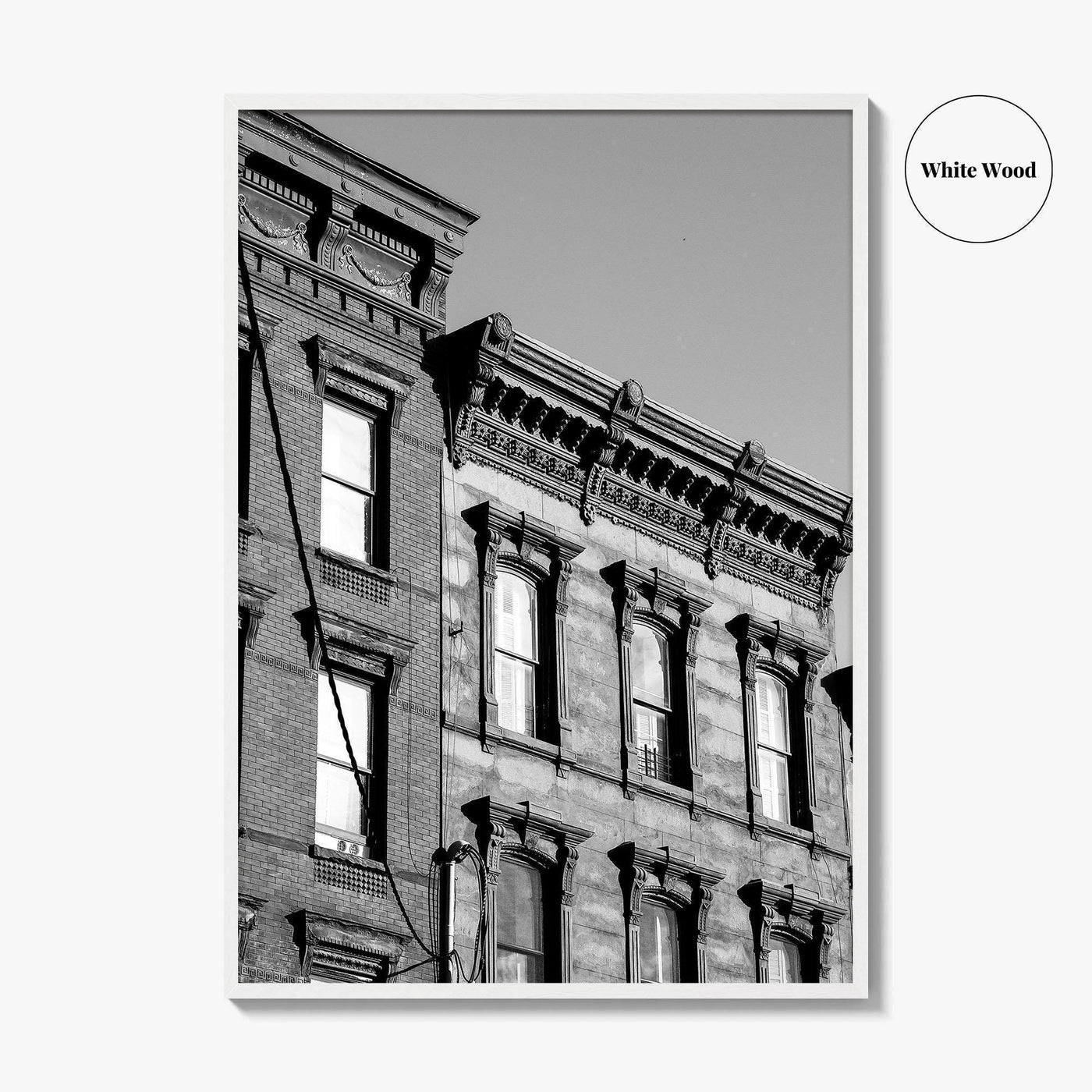 Hoboken Black and White Fine Art Photo Print, New Jersey Brownstones Poster