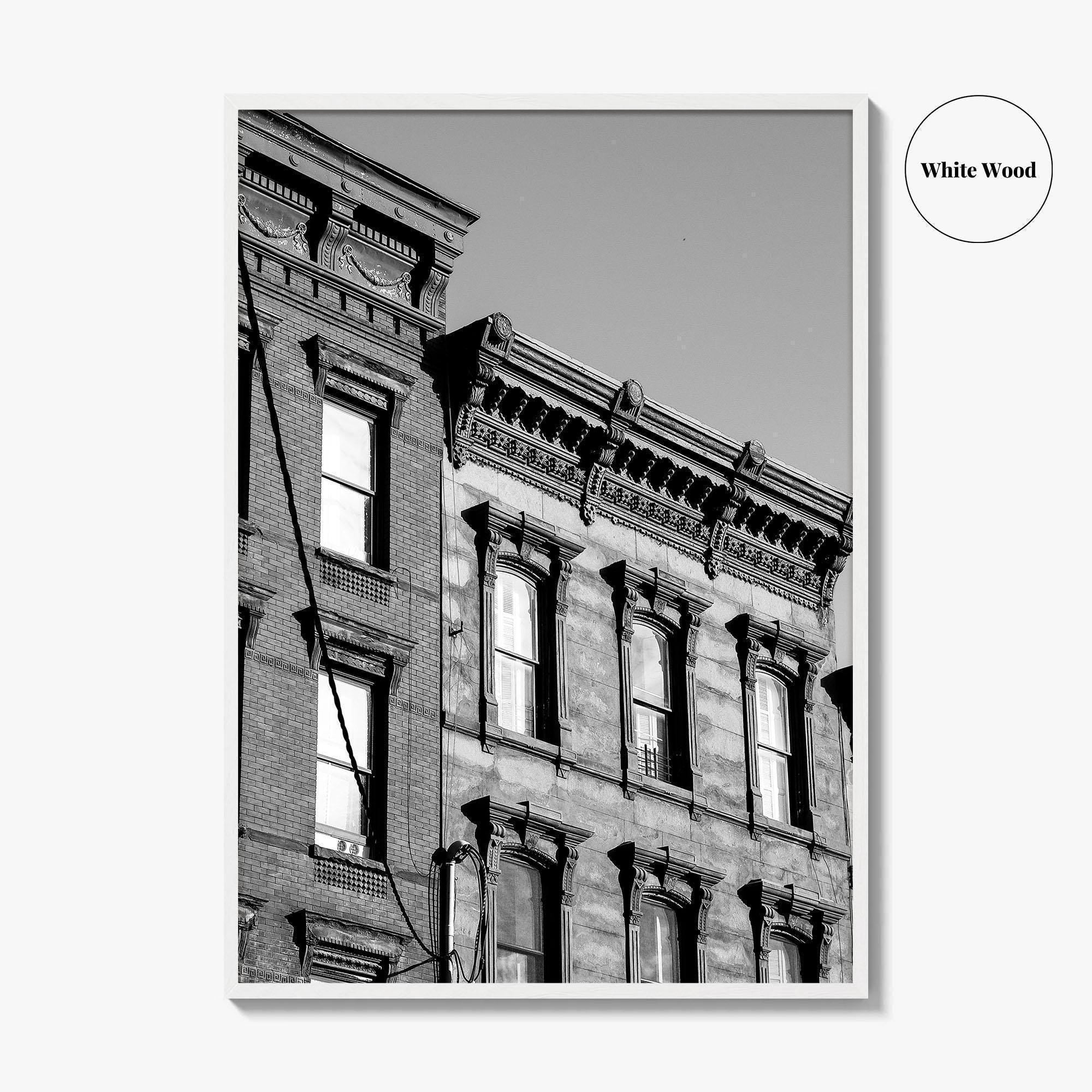 Hoboken Black and White Fine Art Photo Print, New Jersey Brownstones Poster