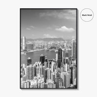 Hong Kong Skyline Black and White Fine Art Photo Print, Victoria Peak Poster