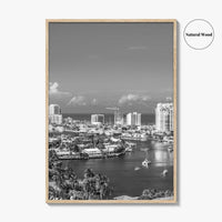 Fort Lauderdale Skyline Black and White Fine Art Photo Print, Florida USA, Wall Poster