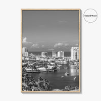 Fort Lauderdale Skyline Black and White Fine Art Photo Print, Florida USA, Wall Poster