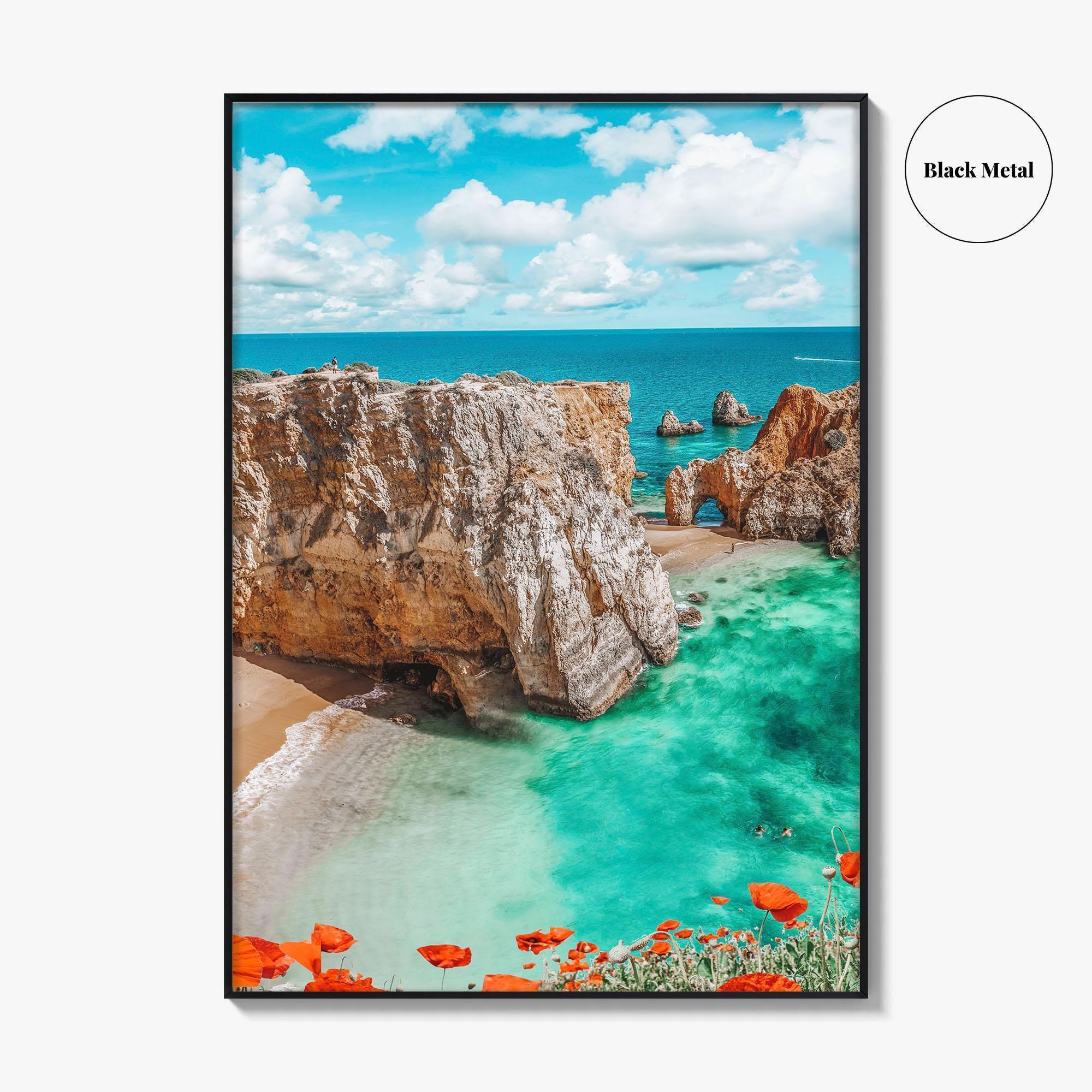 Algarve Portugal Fine Art Photo Print, Beach Cliff Coastline, Turquoise Water Wall Decor