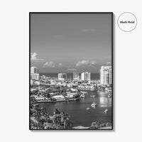 Fort Lauderdale Skyline Black and White Fine Art Photo Print, Florida USA, Wall Poster