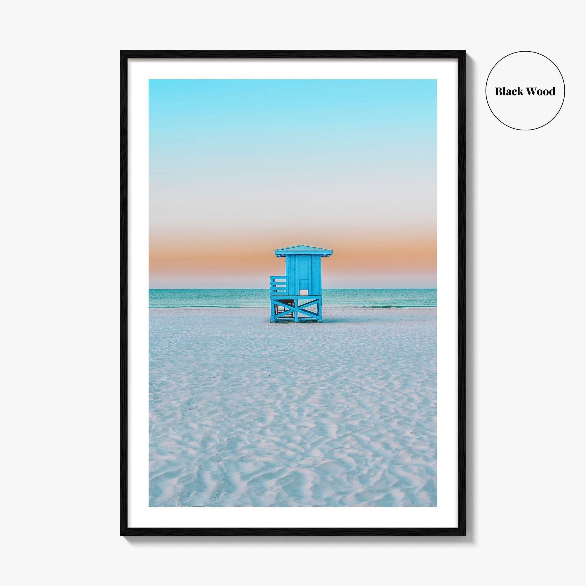 Siesta Key Fine Art Photo Print, Sarasota Florida USA Lifeguard Huts, Wall Decor Poster