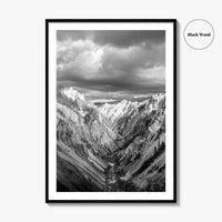 Yellowstone Black and White Fine Art Photo Print, Lower Falls Wyoming Poster