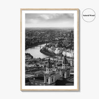 Salzburg Black and White Fine Art Photo Print, Salzach River Austria Poster, Salzburger Land