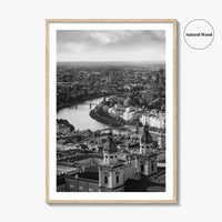 Salzburg Black and White Fine Art Photo Print, Salzach River Austria Poster, Salzburger Land