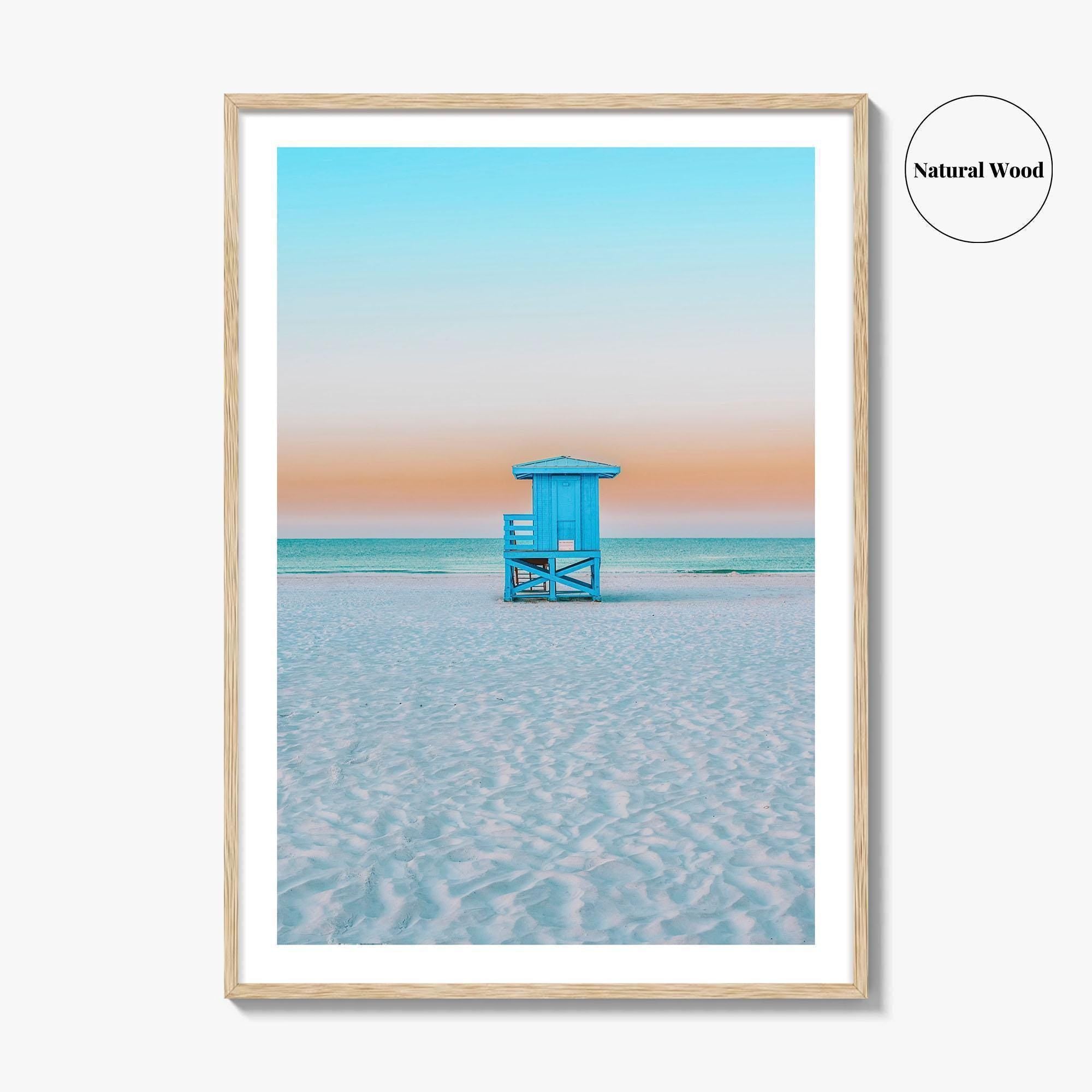Siesta Key Fine Art Photo Print, Sarasota Florida USA Lifeguard Huts, Wall Decor Poster