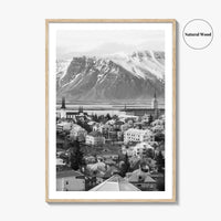Reykjavik Skyline Black and White Fine Art Photo Print, Iceland Wall Poster, City