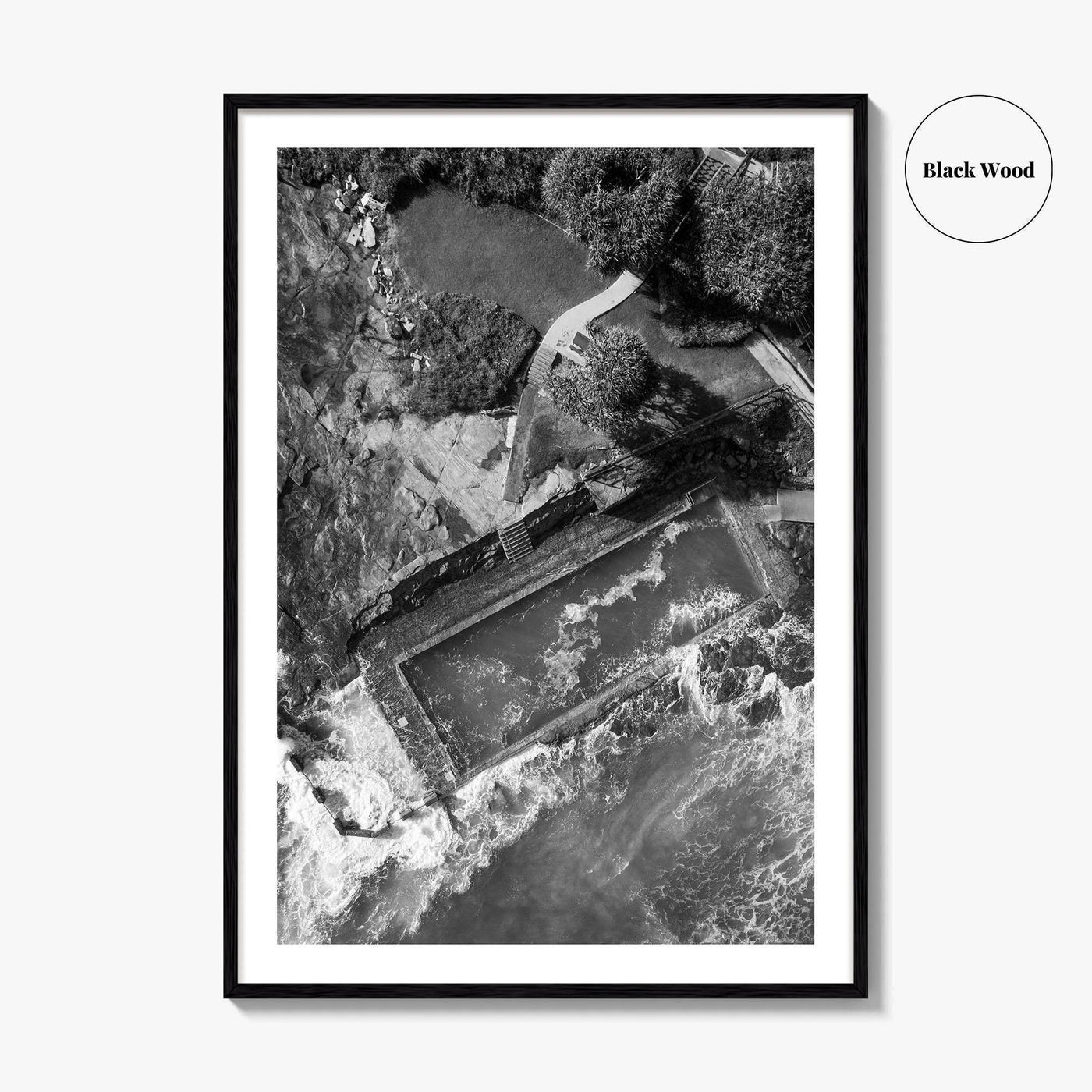Yamba Black and White Fine Art Photo Print, Ocean Pool NSW Australia, Sydney Poster