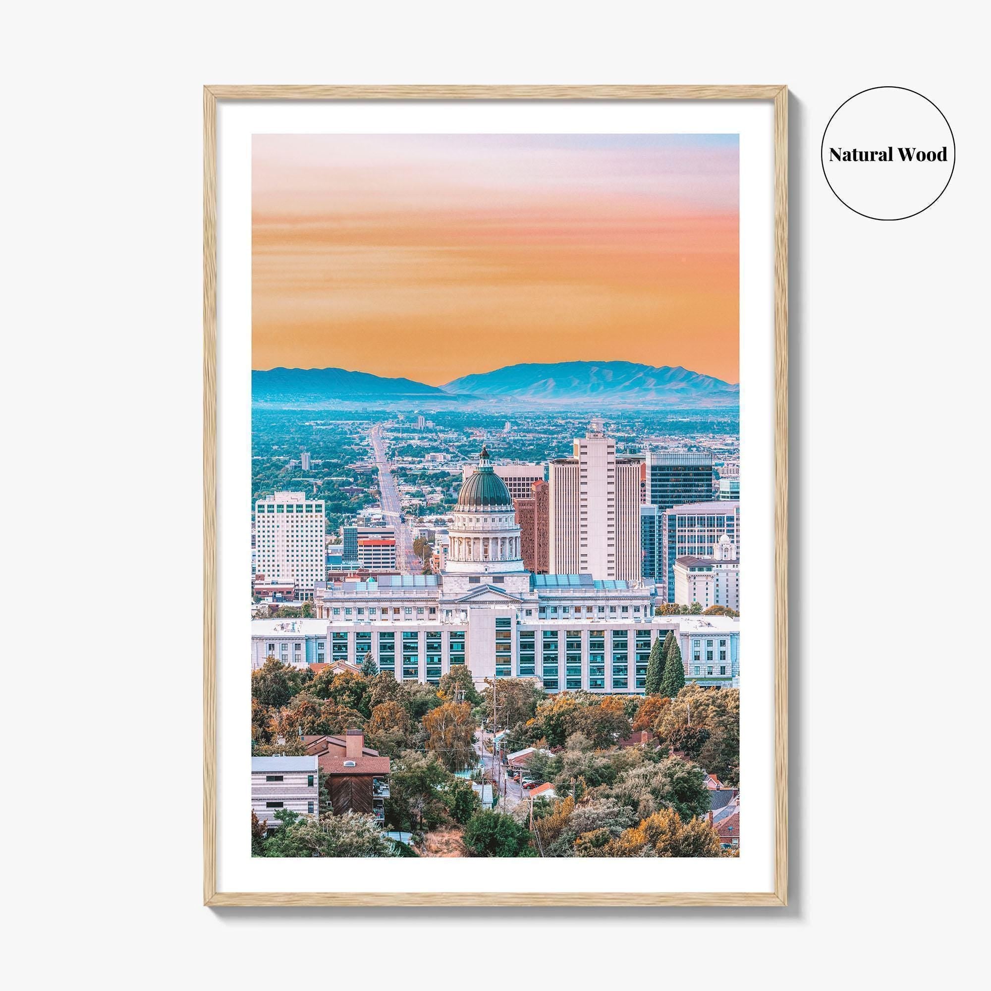 Salt Lake City Skyline Fine Art Photo Print, Wall Decor Poster, Utah USA