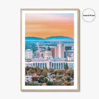 Salt Lake City Skyline Fine Art Photo Print, Wall Decor Poster, Utah USA