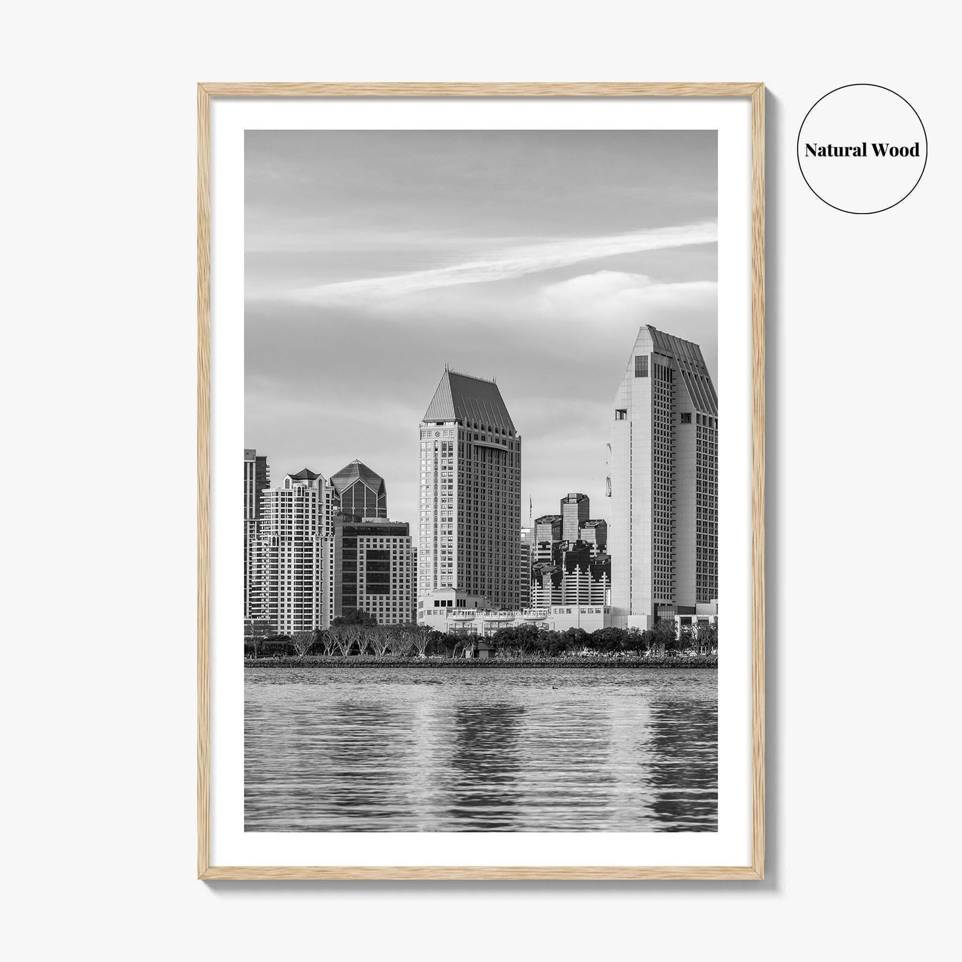 San Diego Skyline Black and White Fine Art Photo Print, Downtown Embarcadero California Poster