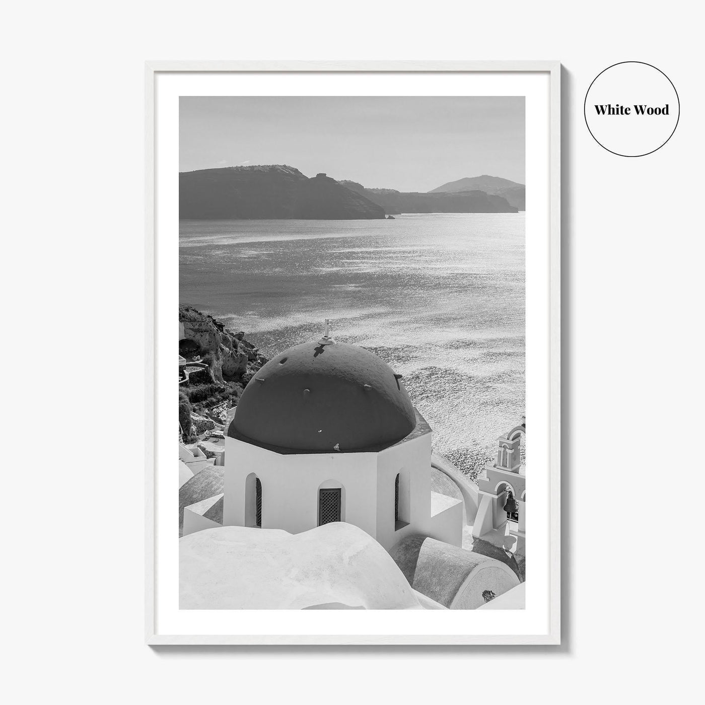 Santorini Greece Black and White Fine Art Photo Print, Cyclades Greek Islands Wall Poster
