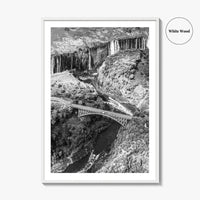 Zambia Black and White Fine Art Photo Print, Victoria Falls Bridge, Zambezi River Poster