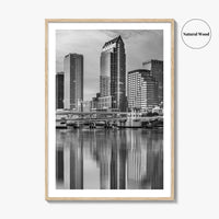 Tampa Skyline Black and White Fine Art Photo Print, Florida Downtown, USA Wall Poster