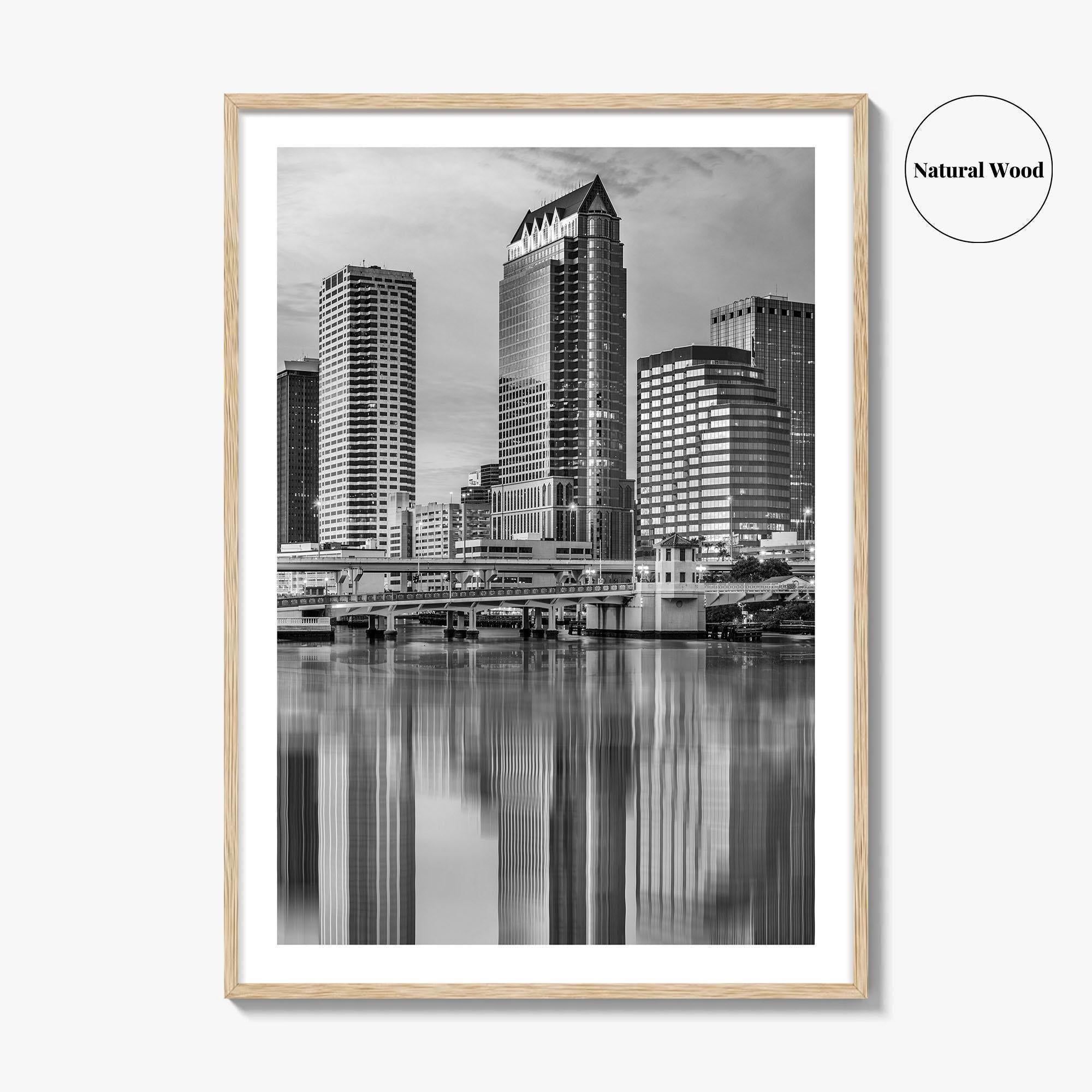 Tampa Skyline Black and White Fine Art Photo Print, Florida Downtown, USA Wall Poster
