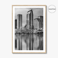 Tampa Skyline Black and White Fine Art Photo Print, Florida Downtown, USA Wall Poster