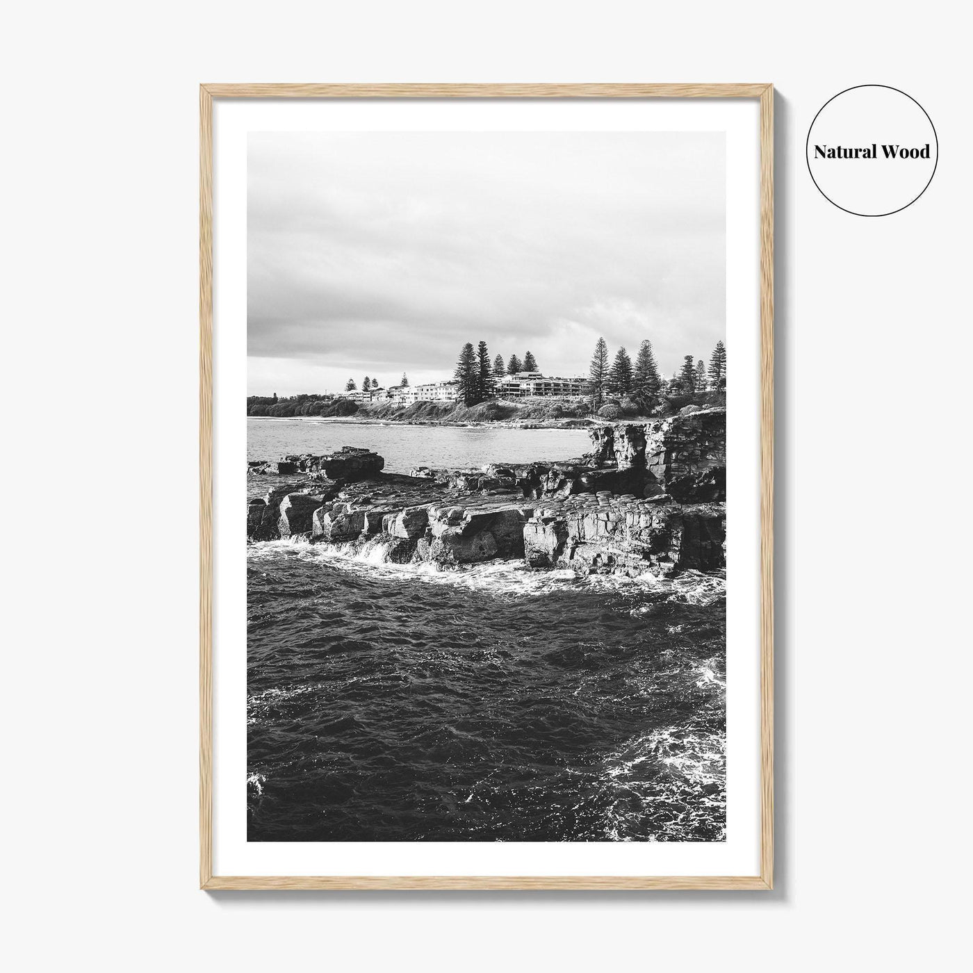 Yamba Black and White Fine Art Photo Print, Clarence Head Turners Beach NSW Poster