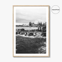 Yamba Black and White Fine Art Photo Print, Clarence Head Turners Beach NSW Poster